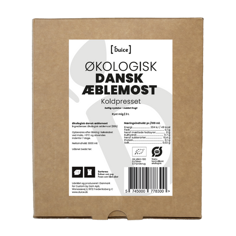 Økologisk dansk æblemost – 3 liter bag in box